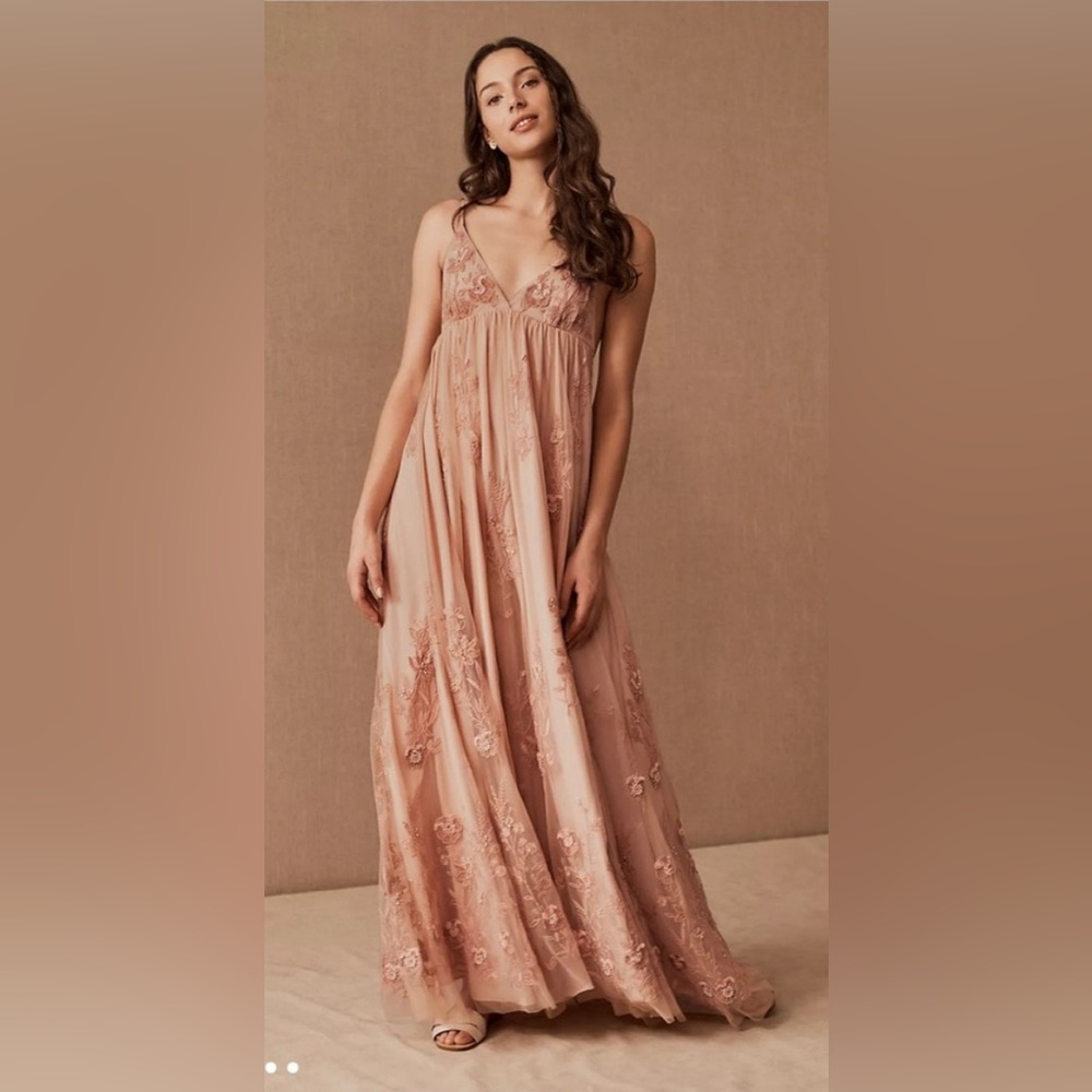 BHLDN Jules Beaded Maxi Dress in Dusty Rose